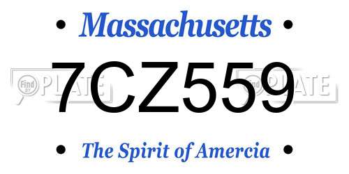 7CZ559 Massachusetts License Plate