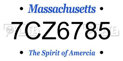 7CZ6785 Massachusetts License Plate