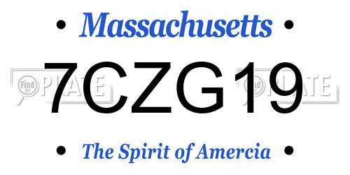 7CZG19 Massachusetts License Plate