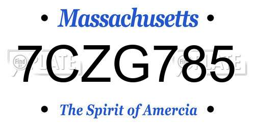7CZG785 Massachusetts License Plate
