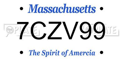 7CZV99 Massachusetts License Plate