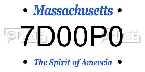 7D00P0 Massachusetts License Plate