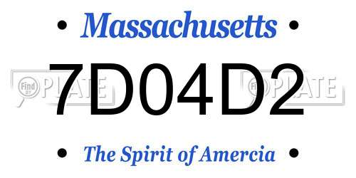 7D04D2 Massachusetts License Plate