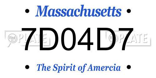 7D04D7 Massachusetts License Plate