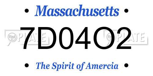 7D04O2 Massachusetts License Plate