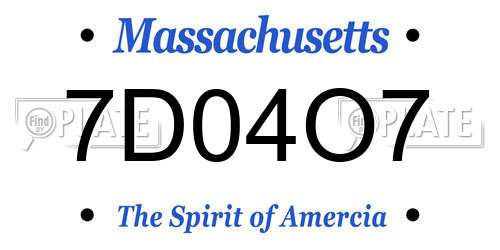 7D04O7 Massachusetts License Plate