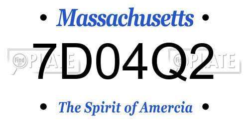 7D04Q2 Massachusetts License Plate