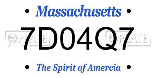 7D04Q7 Massachusetts License Plate