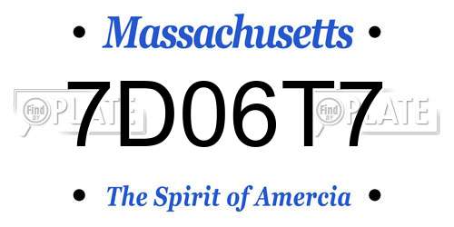 7D06T7 Massachusetts License Plate