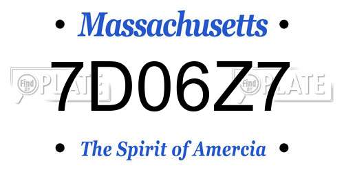 7D06Z7 Massachusetts License Plate