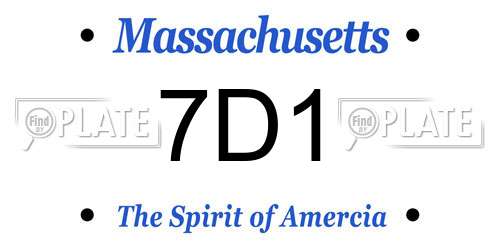 7D1 Massachusetts License Plate