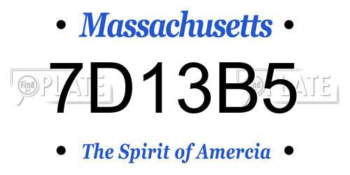 7D13B5 Massachusetts License Plate