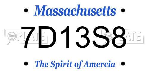 7D13S8 Massachusetts License Plate
