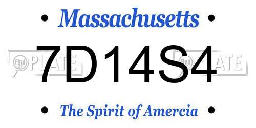 7D14S4 Massachusetts License Plate