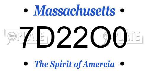7D22O0 Massachusetts License Plate