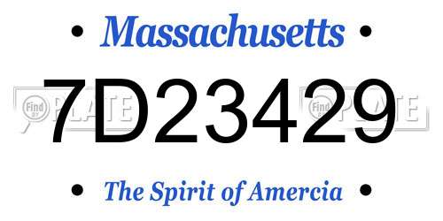 7D23429 Massachusetts License Plate