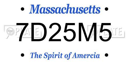 7D25M5 Massachusetts License Plate