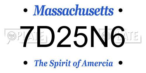 7D25N6 Massachusetts License Plate