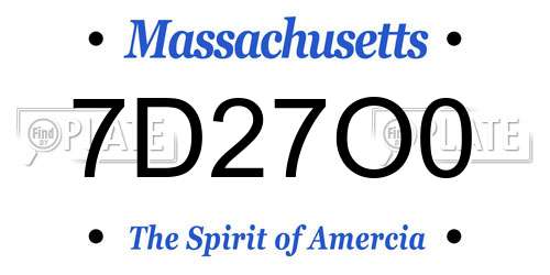 7D27O0 Massachusetts License Plate