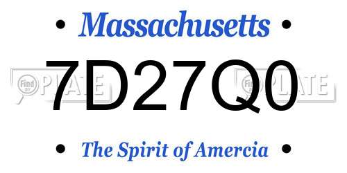 7D27Q0 Massachusetts License Plate