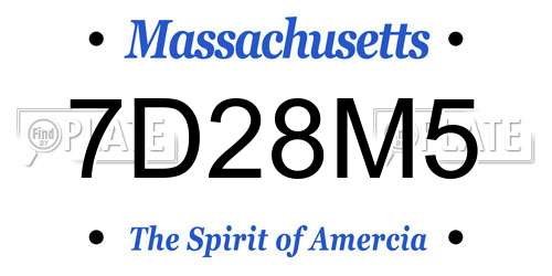 7D28M5 Massachusetts License Plate