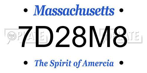 7D28M8 Massachusetts License Plate