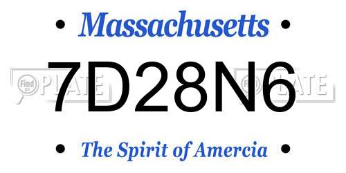 7D28N6 Massachusetts License Plate