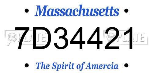 7D34421 Massachusetts License Plate