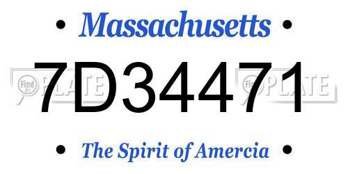 7D34471 Massachusetts License Plate