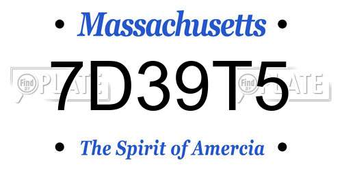 7D39T5 Massachusetts License Plate