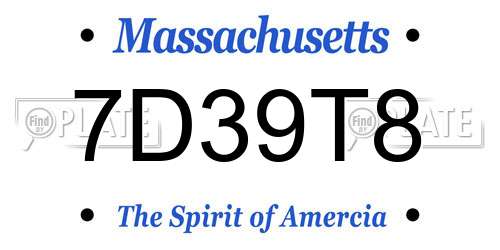 7D39T8 Massachusetts License Plate