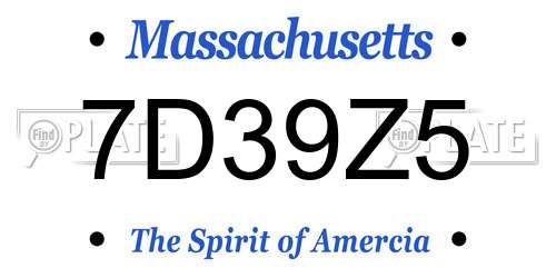7D39Z5 Massachusetts License Plate