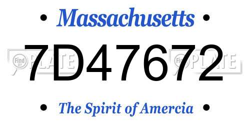 7D47672 Massachusetts License Plate