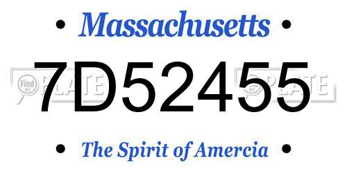 7D52455 Massachusetts License Plate