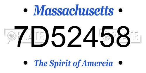 7D52458 Massachusetts License Plate