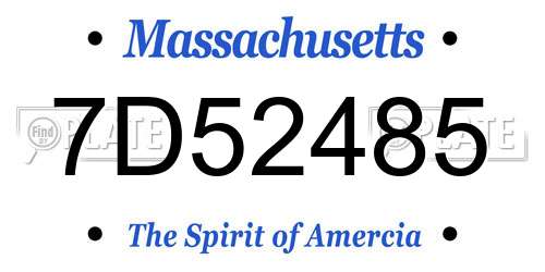 7D52485 Massachusetts License Plate