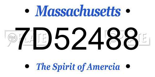 7D52488 Massachusetts License Plate