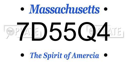 7D55Q4 Massachusetts License Plate