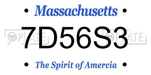 7D56S3 Massachusetts License Plate
