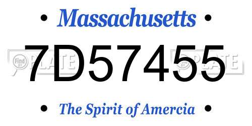 7D57455 Massachusetts License Plate
