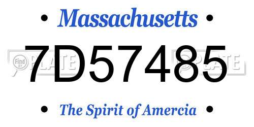 7D57485 Massachusetts License Plate
