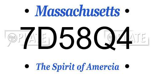 7D58Q4 Massachusetts License Plate