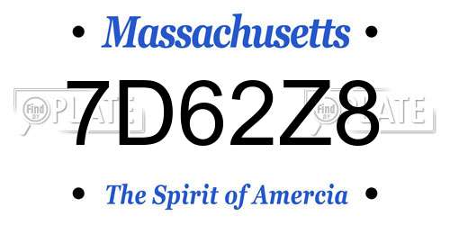 7D62Z8 Massachusetts License Plate