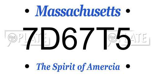 7D67T5 Massachusetts License Plate