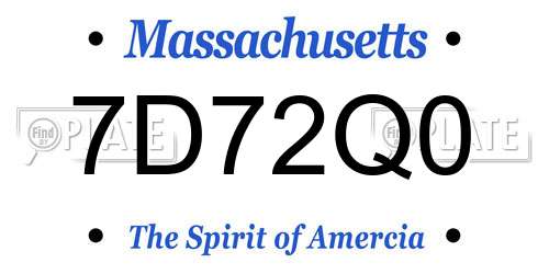 7D72Q0 Massachusetts License Plate