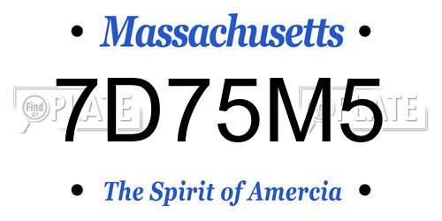 7D75M5 Massachusetts License Plate