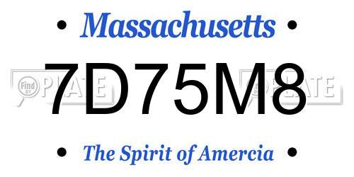 7D75M8 Massachusetts License Plate