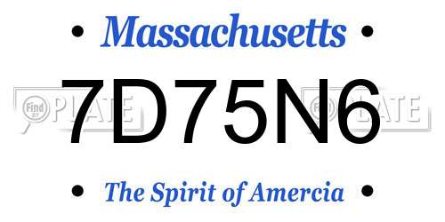 7D75N6 Massachusetts License Plate