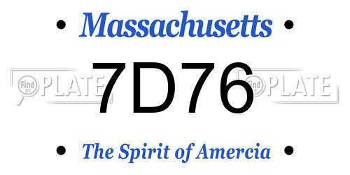 7D76 Massachusetts License Plate