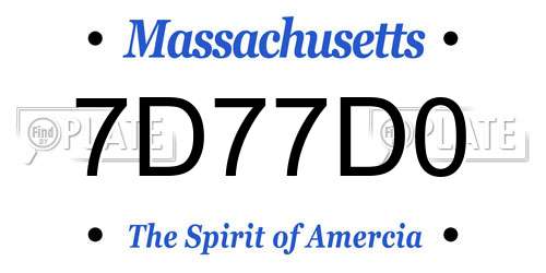 7D77D0 Massachusetts License Plate
